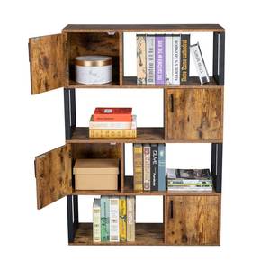 Moderno Boho Modulare Book Cabinet 6 Cub Storage Scaffale per libri in legno acciaio metallo nero industriale scaffali libreria - Product Image 4