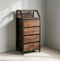 Organisateur de rangement autoportant moderne à 4 tiroirs, écologique, en tissu non tissé et structure en acier, pour chambre et salon
