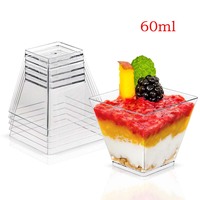 Stock 60ml12 0/150ml jetable en plastique carré tasse à dessert mousse tasse à gâteau tasses à crème glacée