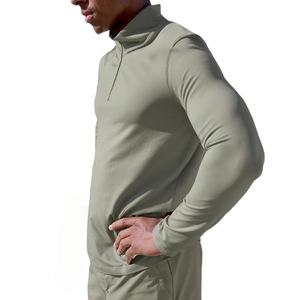 เสื้อยืดออกกำลังกายผู้ชายแขนยาวแบบมืออาชีพ OEM ผลิตตามสั่ง คอตั้ง ผ้าฝ้าย 100% ทรงเข้ารูป ดีไซน์ทันสมัย พร้อมโลโก้ - Product Image 5