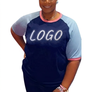 <b>Navy</b> Blue Light Blue T-Shirt Short Sleeve Casual Summer 100% Cotton Breathable Eco-Friendly <b>Top</b> for Women - Product Image 2