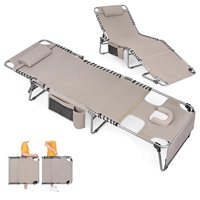 Chaise longue de plage pliante réglable à 5 positions Chaise de bronzage extérieure robuste avec trou pour le visage