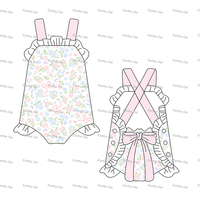 Vêtements pour bébé fille, imprimé floral tissé, été, bébé fille, volants, dentelle à œillets, combinaison de soleil, bébé fille, barboteuse à bulles, tenue pour nourrisson