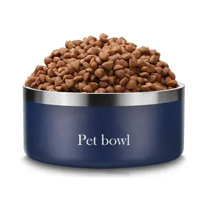 Custom Logo Dog Water Bowl Double Wall 32 Oz 64oz Stainless Steel Insulated Dog Food Bowls
