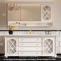 Meuble-lavabo de salle de bain rétro français à évier unique, personnalisable de 36 à 92 pouces, meuble-lavabo autoportant pour salles de bain rétro avec armoire miroir