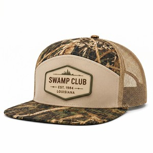 Gorra <span class=keywords><strong>de</strong></span> béisbol <span class=keywords><strong>de</strong></span> malla tipo camionero <span class=keywords><strong>de</strong></span> 7 paneles con parche <span class=keywords><strong>de</strong></span> goma personalizado, visera plana, para caza al aire libre, Snapback, Fabricante OEM ODM BSCI - Product Image 5