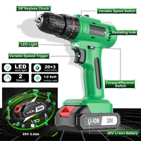 Perceuse à percussion sans fil 21V avec visseuse, couple maximal 38 Nm, vitesse variable, support OEM/ODM pour le perçage extérieur