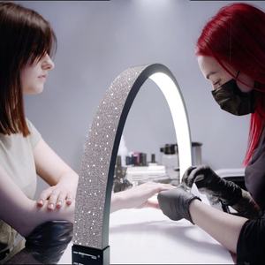 Lámpara LED de 30 Pulgadas para Uñas, Luz de Media Luna para Manicura, Lámpara de Escritorio para Uñas, Anillo de Luz Arqueado para Pestañas, Salón de Belleza, con Soporte para Teléfono - Product Image 1