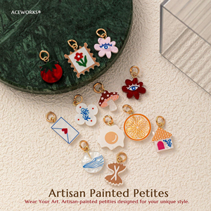 Artisan Painted Petites | 18K <b>Gold</b> Plated PVD Stainless Steel Hand <b>Painting</b> Charms for Jewelry Making | Painted Enamel Pendants - Product Image 1