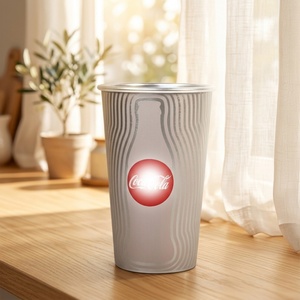 Hot Sales 400ml Aluminum Tumbler <b>Reusable</b> Classic Design Color Changing Cold Drink <b>Cup</b> <b>Lid</b> Thermal Insulation 0-6h Temperature - Product Image 3