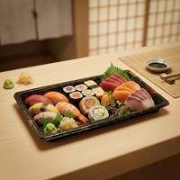 Fabricant chinois de haute qualité, nouvelle tendance: boîte d’emballage jetable élégante noire et dorée pour les sushis
