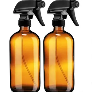 Groothandel Grote Maat 8 O 16 Oz Lege Amber Glas Spray Flessen Met Zwart Trigger Sproeiers