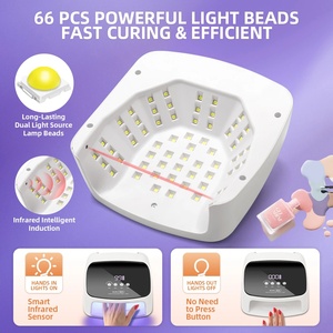 288W Cordless UV LED Nail <b>Lamp</b> Rechargeable Nail Dryer Large LCD Display 4 <b>Timer</b> Setting Auto Sensor Plastic/Metal US Salon Home - Product Image 4