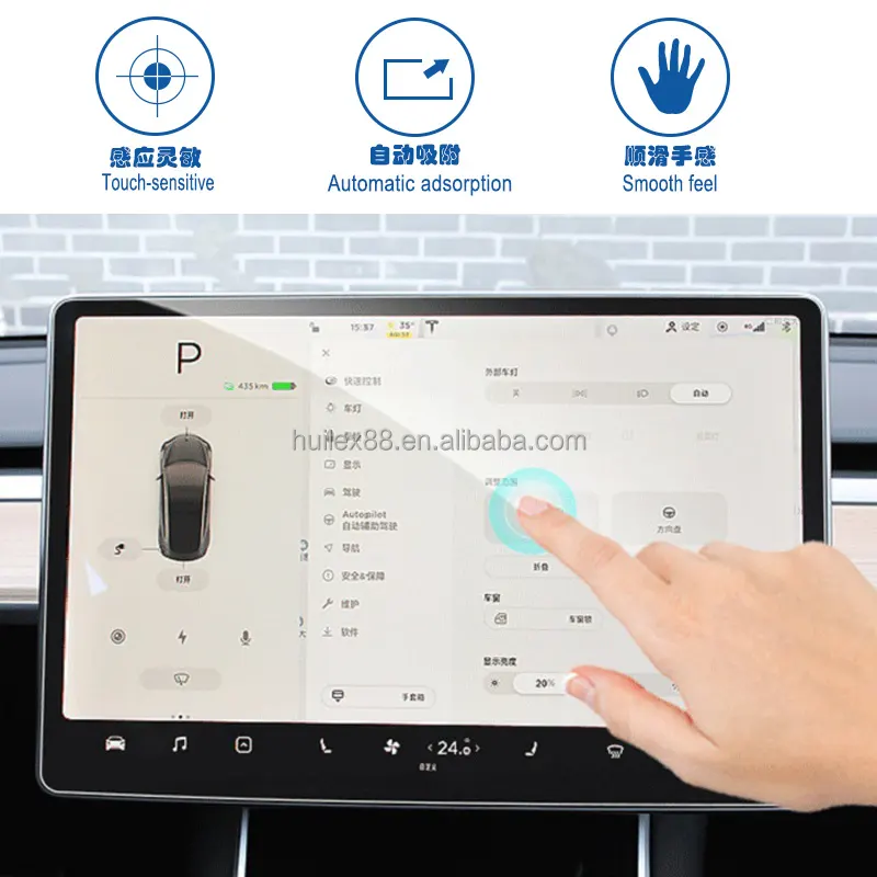 Pelindung layar kaca Tempered Premium untuk Tesla Model 3, pelindung layar sentuh Anti sidik jari dasbor