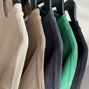 Personalizado al por mayor de alta calidad 260g Waffle doble línea moda ocio deportes camisetas Waffle tela Streetwear camisetas para hombres - Product Image 1