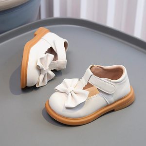 2025 nouveau mignon princesse petite fille en cuir PU berceau chaussures antidérapant en caoutchouc décontracté bébé fille lacet arcs pantoufles - Product Image 4