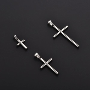 Pendentif croix cylindrique classique en acier inoxydable, 1 pièce, pendentifs croix lisses, charme géométrique simple, bijoux religieux chrétiens - Product Image 4