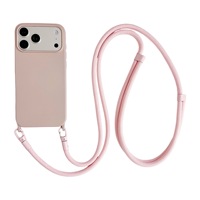 Coques de téléphone portables antichoc en gel de silicone couleur unie, pulvérisées à l'huile, 7 mm, monobloc, avec cordon bandoulière, style simple et tendance, compatibles