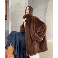 Nouveau Manteau en Fourrure de Vison Entière Mi-Long en Velours Importé 2026 pour Femme