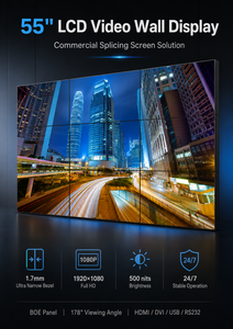 Écran vidéo mural LCD commercial 55 pouces avec cadre ultra-fin de 1,7 mm BOE pour salle de contrôle et magasin de détail, 500 nits, ultra-étroit 1,7 mm - Product Image 2