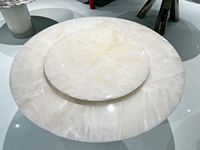 Ensemble de table à manger en marbre de luxe avec plateau tournant au design minimaliste italien moderne