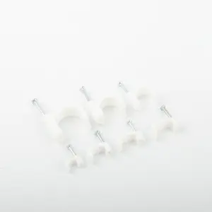 Circle Nail Clip Wire Management Clamp White Fixing Round Steel Nail Wall Hanging Cable Clips 4/5/6/7/8/9/10/12mm