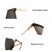 Lunettes de soleil polarisées à clip magnétique en acétate et métal, vente en gros, lunettes à clipser, personnalisables OEM ODM G5332