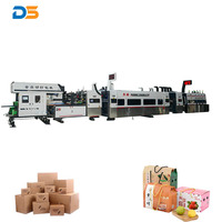 Ligne de production automatique de carton ondulé avec imprimante flexographique, découpeuse, plieuse, encollatrice et empileur de paquets