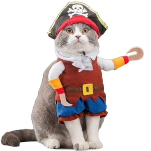 Divertido disfraz de Halloween para mascotas, traje de pirata para perros pequeños, gatos y perros, ropa de Cosplay, disfraz de Halloween, sombrero de pirata - Product Image 1