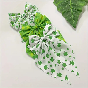 Nouveau vert imprimé nœud papillon ruban <span class=keywords><strong>pince</strong></span> à cheveux élégant clou de girofle à quatre feuilles épingle à cheveux St Patricks jour cheveux cravate - Product Image 4