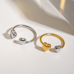Heart Shaped Adjustable <b>Opening</b> <b>Ring</b> Stainless Steel Jewelry Unisex Gift - Product Image 4