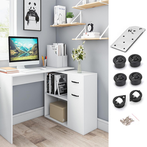 Çok fonksiyonlu küçük ev ofis 180 derece L şekli bilgisayar masası donanım aksesuarları Modern dönen katlanır masa - Product Image 1