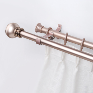 Promotion Aluminium Alloy Heavy Duty Hotel Cheap Metal Extendable Double <b>Curtain</b> Rings Rods - Product Image 4