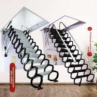 Échelle télescopique pliable en acier au carbone, capacité de charge 300 kg, hauteur extensible 12,5 pieds, échelles d'extension minimalistes pour grenier