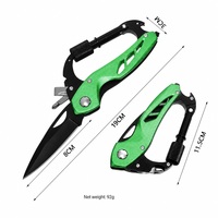 Couteau mousqueton vert citron multi-outils avec clip de verrouillage et brise-vitre : un article de gros haute visibilité pour les détaillants d'articles de plein air