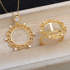 Juego de Anillos Colgantes de Plata S925 con Diseño de Encaje Marbert, Soporte Vacío para Joyería DIY, 14.5-14.7mm - Product Image 5