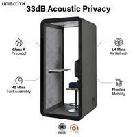 UNIBOOTH Salle de réunion silencieuse moderne modulaire en aluminium insonorisée 33 dB, ignifuge ISO 23351, assemblage rapide, garantie 3 ans