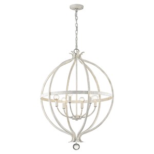 HMS Callie 6-Light antico paese europeo ciondolo bianco 220V acrilico in alluminio cromato lampadario con telecomando - Product Image 3