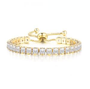 Großhandel Luxuriöses Silber Roségold Plattiertes <span class=keywords><strong>2</strong></span>,5MM 3MM 4MM Eisbesetztes Kubisches Zirkonia CZ Diamant Verstellbares Trendiges Tennis-Armband - Product Image 1