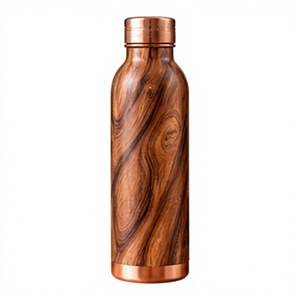 Handcrafted Wood Pattern Copper <b>Water</b> <b>Bottle</b> Leak Proof Portable Eco Friendly Travel <b>Metal</b> Drinkware - Product Image 1