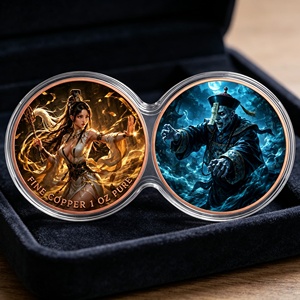 Moneta doppia gemellata da 1 oz in rame puro, con stampa 2D e 3D di Strega Taoista e Zombie, Moneta commemorativa a tema mitologico - Product Image 2