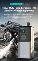 Démarreur de voiture avec alimentation, pompe à air double cylindre en alliage, moniteur de pression des pneus 20000mAh, gonflage rapide 65L/min, LED