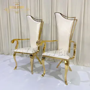 Royal event เก้าอี้จัดเลี้ยงเปียโนสีทองวัสดุหนัง PU สแตนเลสเก้าอี้สำหรับโรงแรมกลางแจ้ง