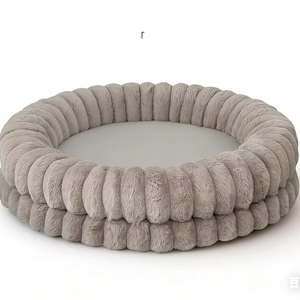 Lit pour <span class=keywords><strong>chien</strong></span> en forme de donut de taille moyenne de luxe, <span class=keywords><strong>coussin</strong></span> en fourrure de flanelle amovible, lavable et antidérapant - Product Image 1