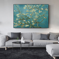 Peinture à l'huile épaisse moderne, impression numérique, célèbre 'Fleur d'abricot' de Van Gogh, peinte à la main par un artiste, pour salon et salle à manger