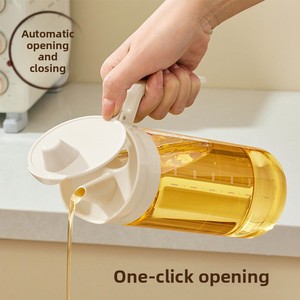 Japanese Style Glass Oil Bottle Automatic Opening Closing Leak-proof Condiment Bottle <b>Large</b> Capacity Seasoning Bottle - Product Image 3