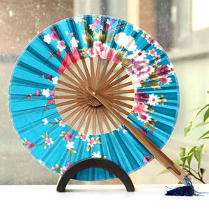 พัดไม้ไผ่ทรงกลมสำหรับผู้หญิง,พัดลมไม้ไผ่พับได้พร้อมพู่สำหรับผู้หญิง - Product Image 5