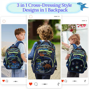Mochilas escolares Cusangel de 16 pulgadas para niños, 3 estilos diferentes, estampado de dinosaurio, SAC a dos pour enfants, 14 regalos gratis, juego de papelería con insignia DIY - Product Image 2