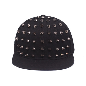 Nuevo diseño personalizado de ala plana Hiphop Snap Back Cap 3D bordado remache Snapback Hat con Spike - Product Image 6