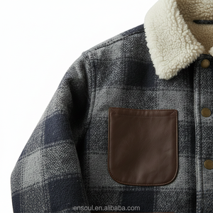 Высококачественная флисовая куртка с индивидуальным логотипом бренда, зимняя уличная куртка из шерстяной ткани для мужчин, повседневный свободный стиль, зимнее пальто - Product Image 3